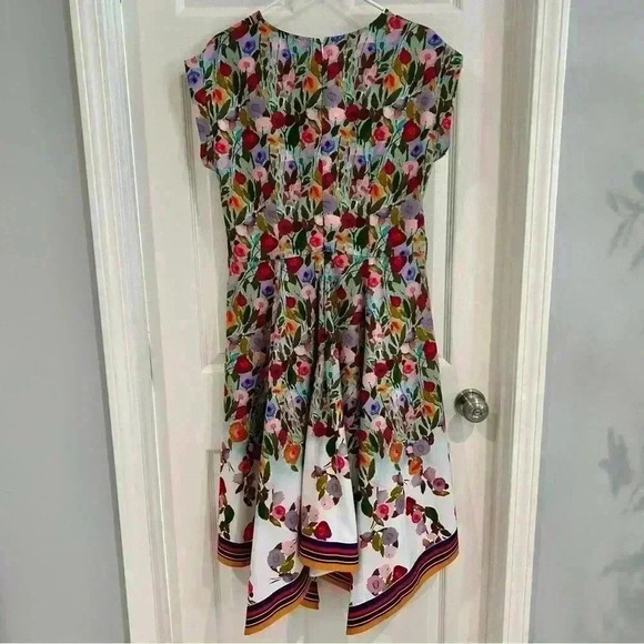 eShakti Wayward Fancies Floral Dress 16/XL V Neck Pockets Scarf Hem Cottagecore - Picture 13 of 17